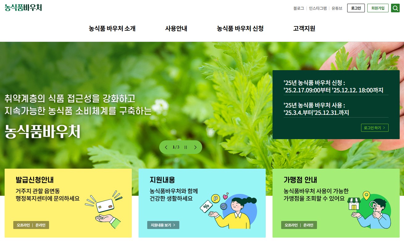 2025 농식품 바우처 지원 대상, 신청방법, 사용처