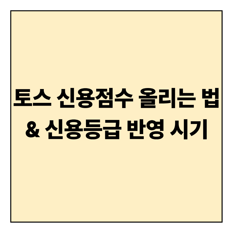 토스 신용점수 올리는 법 &amp; 신용등급 반영 시기