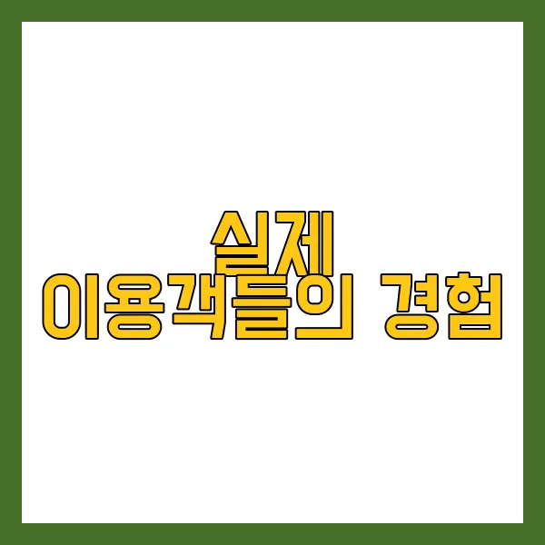 실제 이용객들의 경험