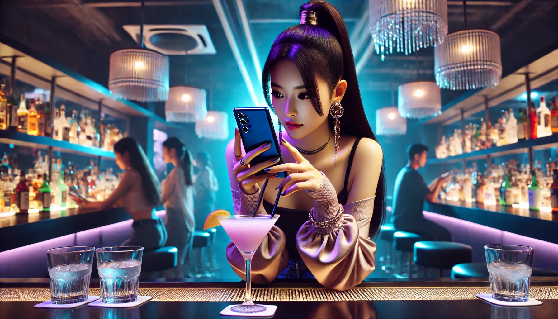 미녀가 sns 하는 모습