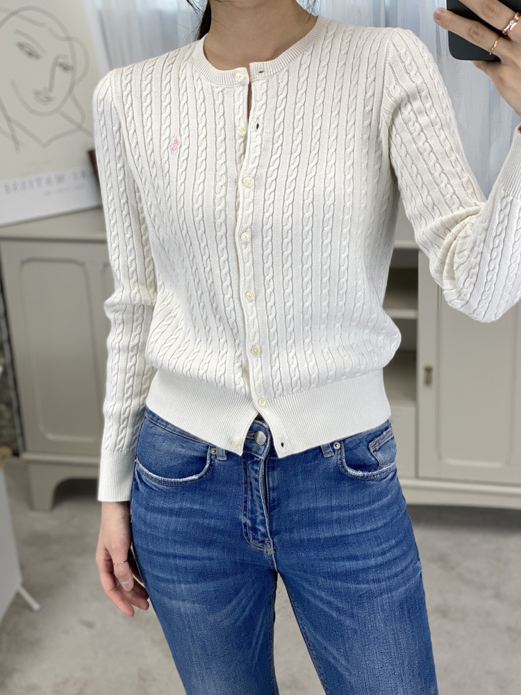 폴로랄프로렌 여성 걸즈 크루넥 꽈배기 니트 가디건 313840195 313543047