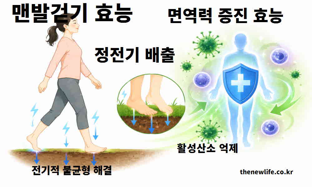맨발걷기 효능 정전기 배출 면역력 증진