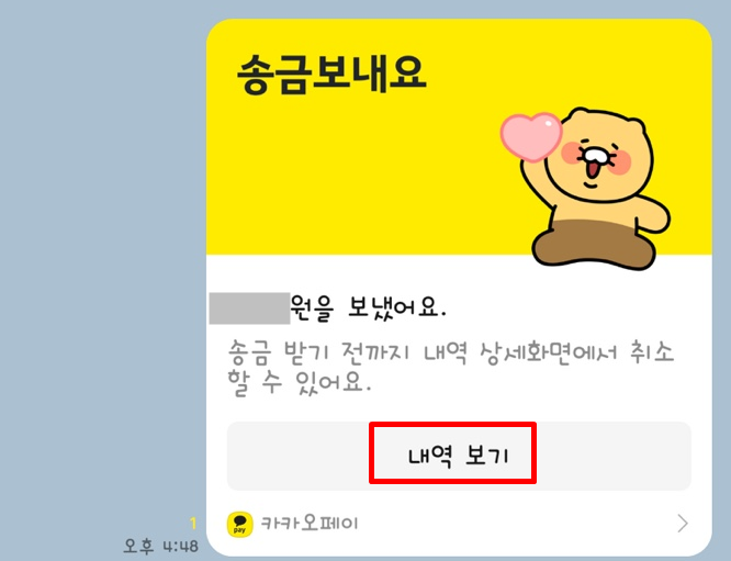 카카오페이 송금취소