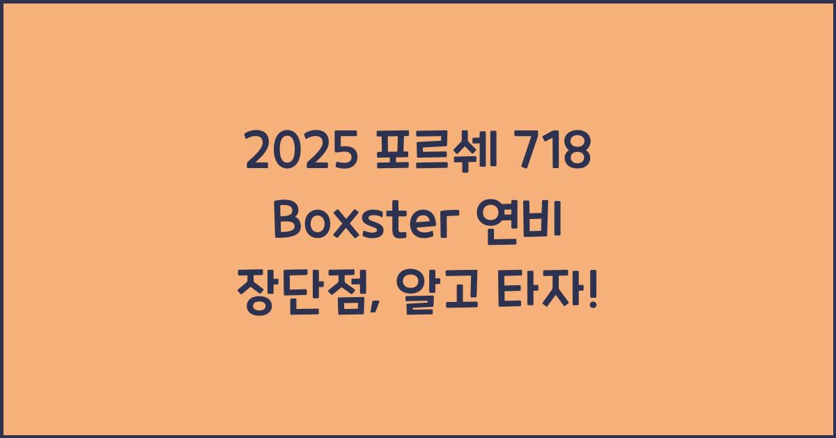 2025 포르쉐 718 Boxster 연비 장단점
