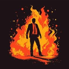 검정-바탕에-빨간-불길-속의-넥타이맨-남자-화보