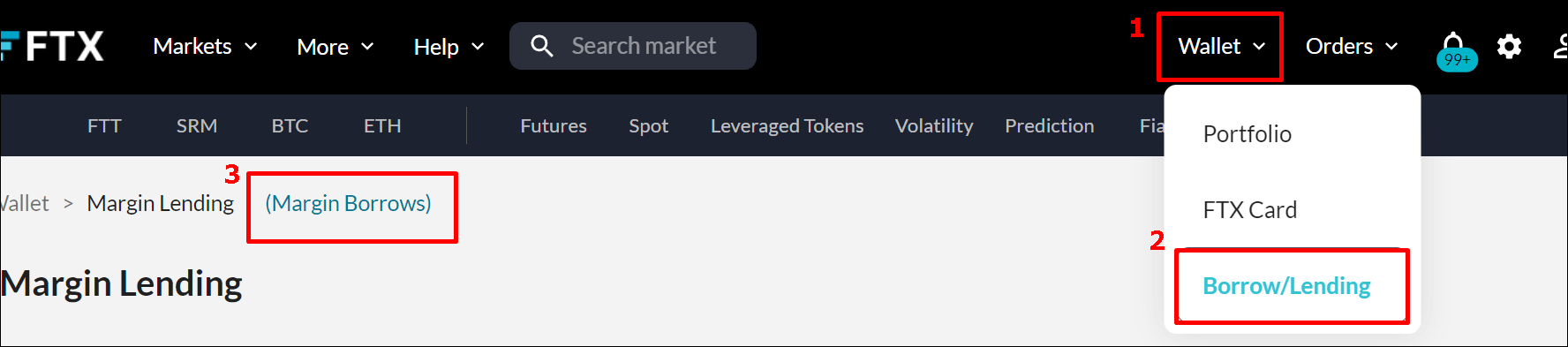 코인 대출 화면으로 가는 과정을 보여주고 있음