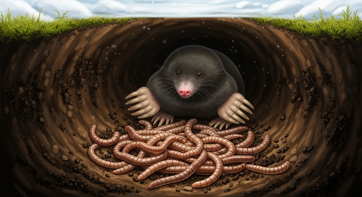 두더지 겨울잠의 진실: 동면 대신 '지렁이 냉장고'를 사용하는 이유는?