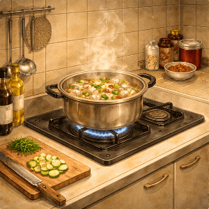 예전 세대가 밥을 짓던 냄비와 주방 풍경