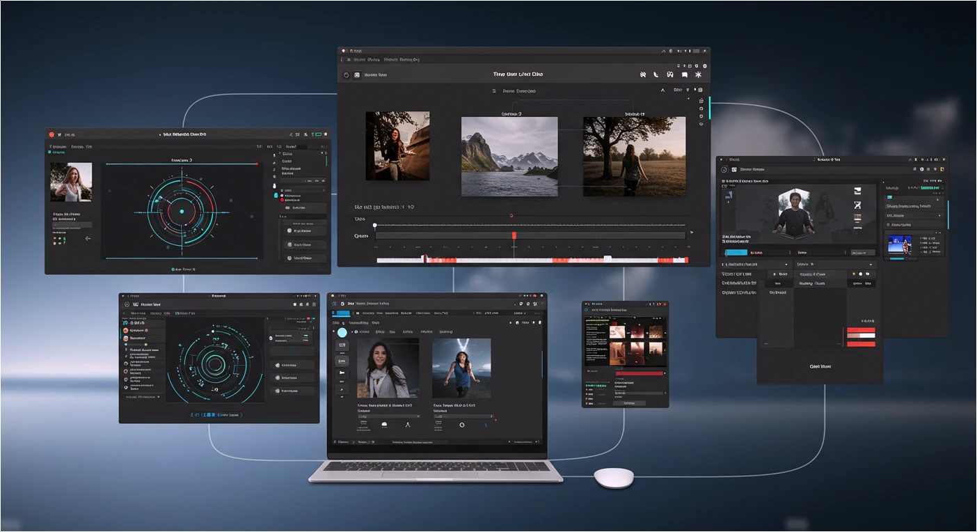 Google AI Studio 인터페이스에서 Imagen 3 이미지 생성, Veo 2 영상 타임라인, Gemini 2.0 멀티모달 피드백이 통합된 크리에이티브 워크플로 화면