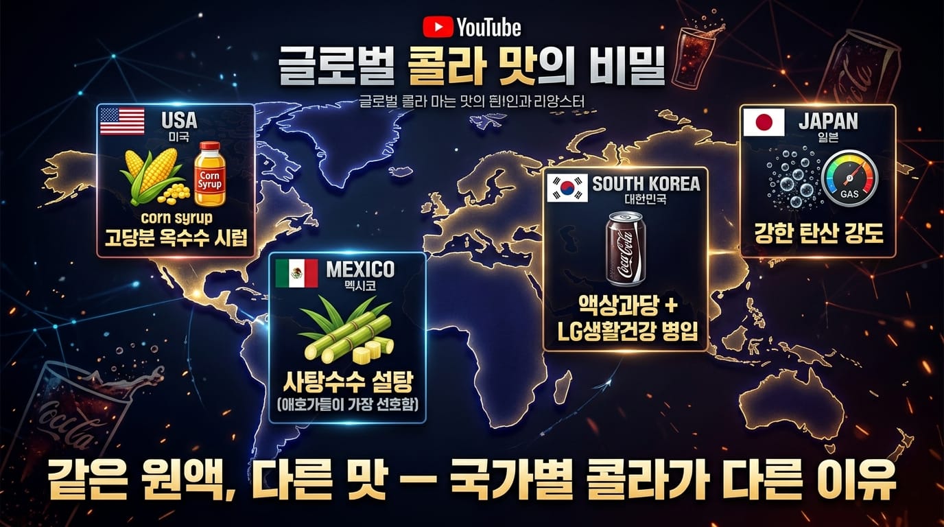 나라별 코카콜라 맛 차이 원인 비교 인포그래픽