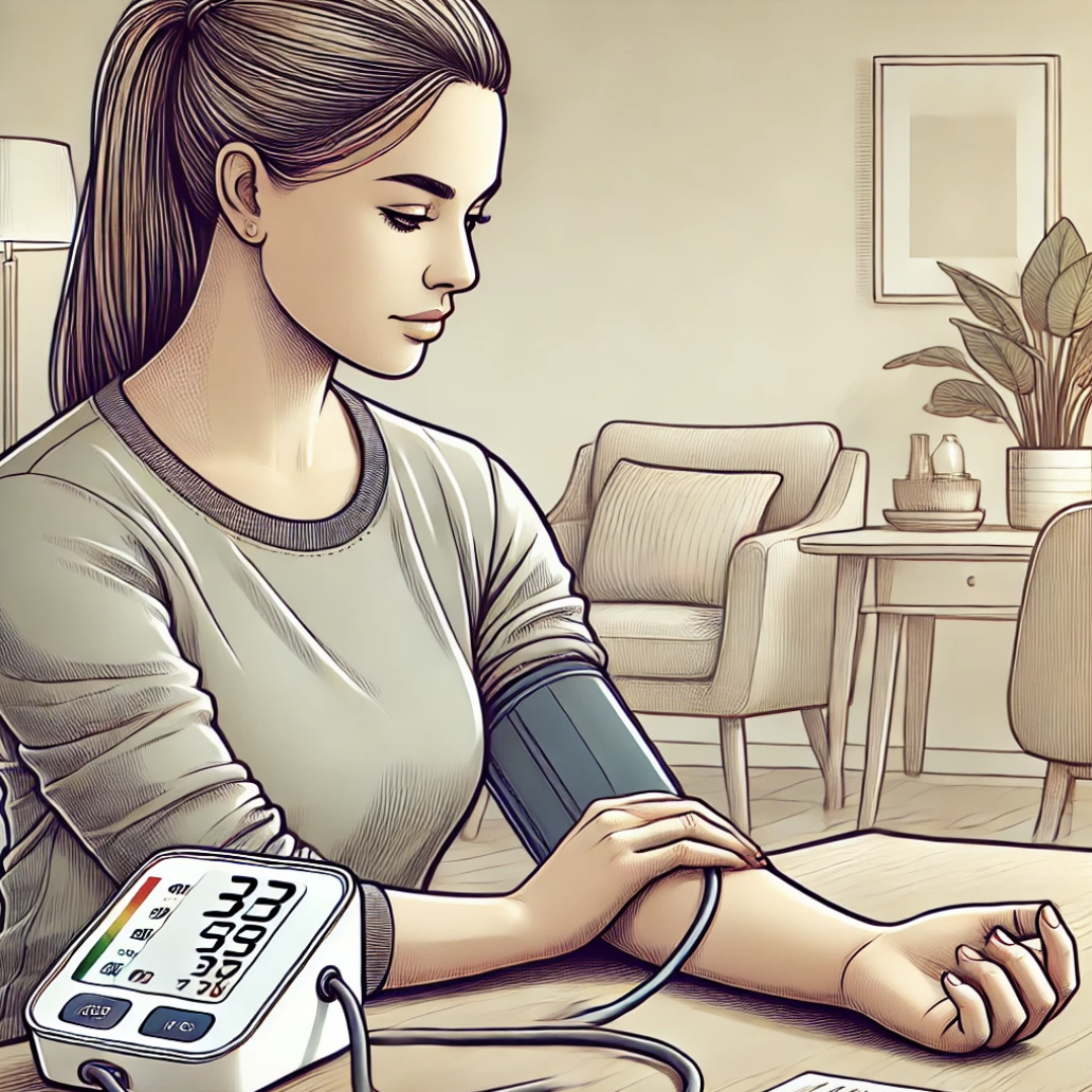혈압측정하고 있는 여성