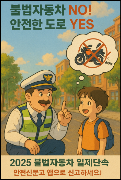 "2025 불법자동차 일제단속" 홍보 포스터