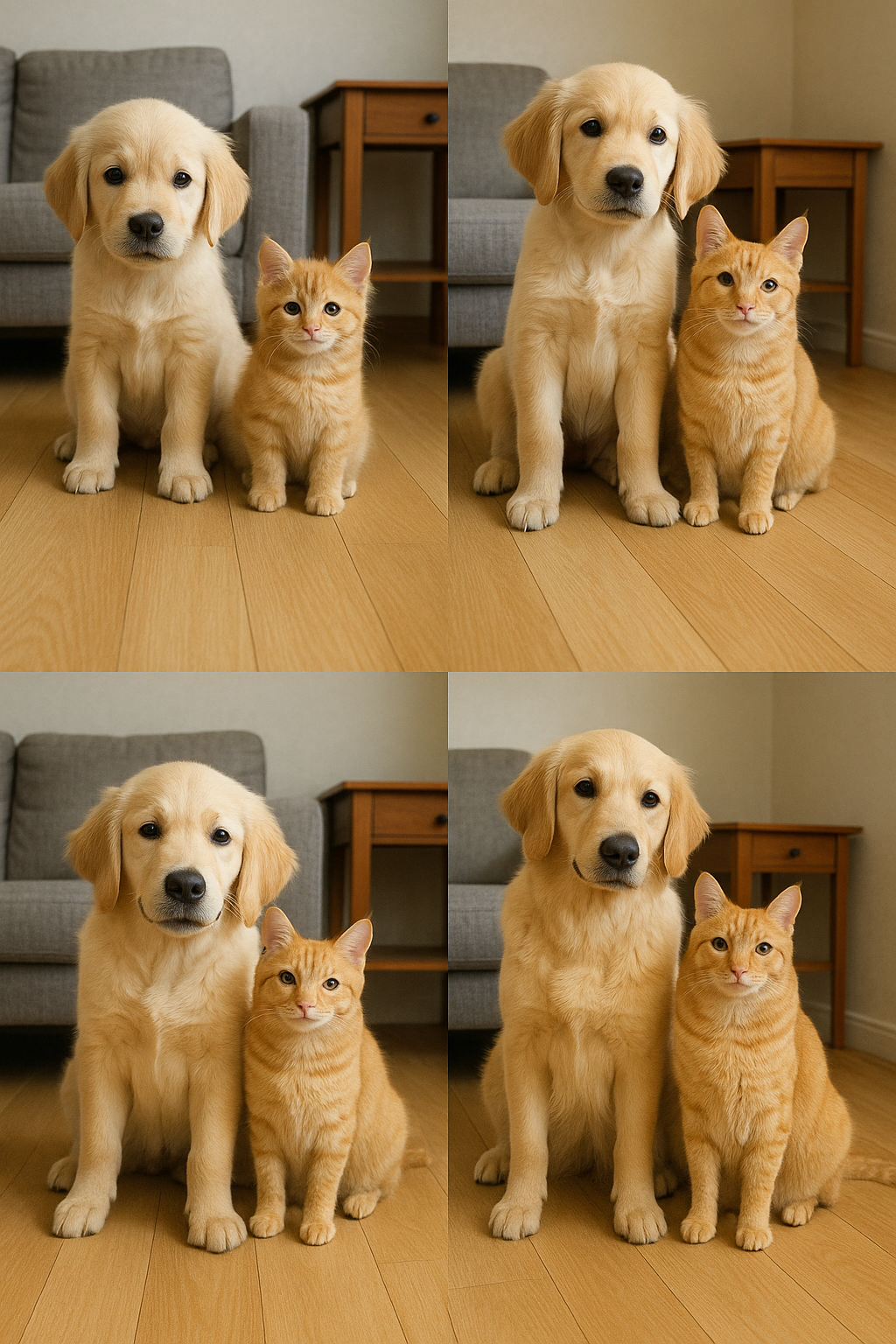 한집에서 커가는 강아지와 고양이