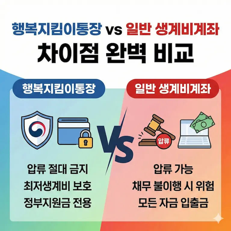 행복지킴이통장 vs 일반 생계비계좌 차이점 완벽 비교