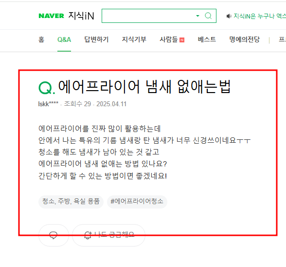 에어프라이어 냄새 없애는 방법 질문 지식인