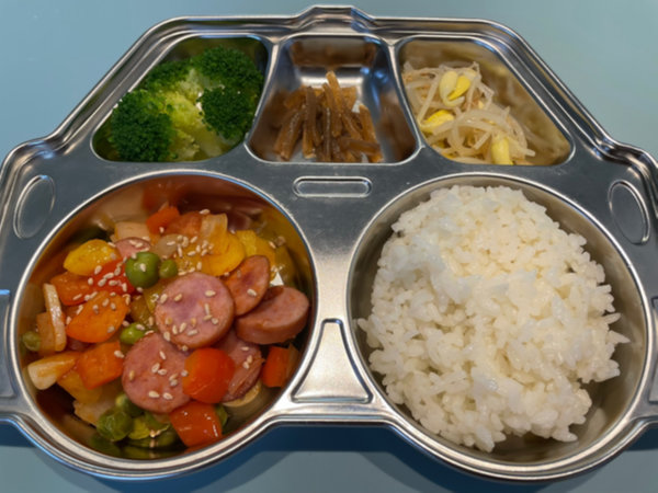 아이 반찬 - 소시지야채볶음, 브로콜리, 우엉조림, 콩나물무침