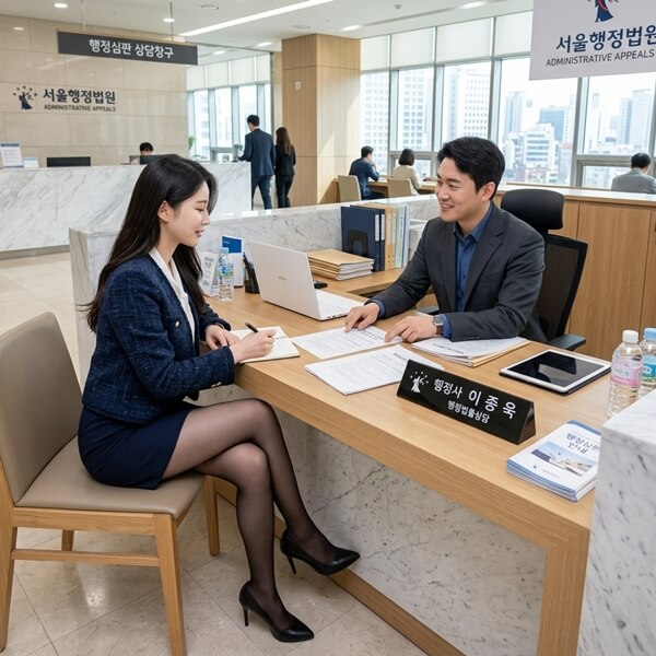 운전면허 취소 구제 행정심판 관련하여 상담을 하고 있는 모습