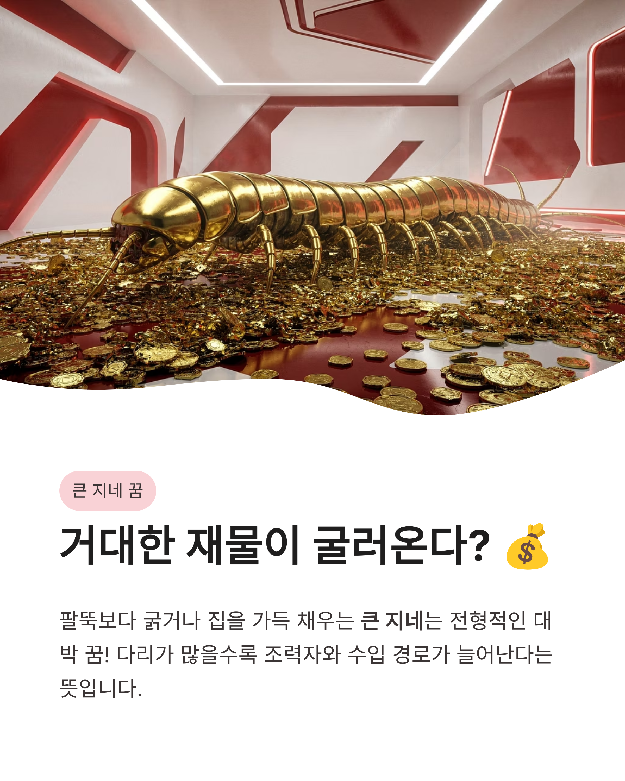 지네 꿈 해몽, 큰 지네에게 물리는 꿈부터 도망가는 꿈까지! 행운의 징조일까?