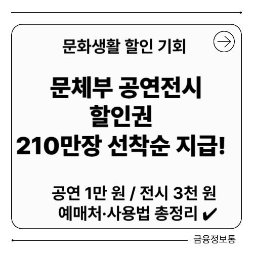 문체부 공연전시 할인권 총정리! [신청방법&middot;예매처&middot;주의사항 총정리]210만장 선착순 발급.