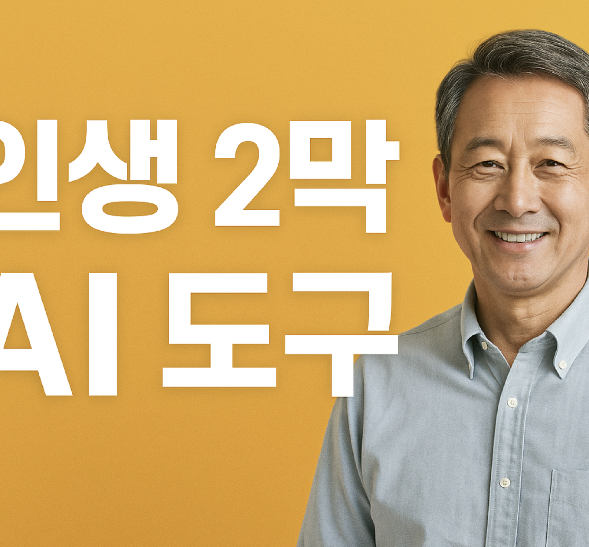 인생2막 AI도구, 50대 남자가 웃고 있다