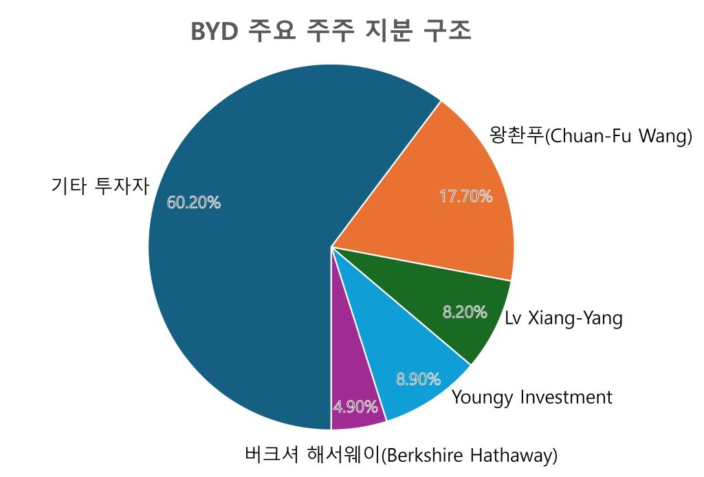 BYD 주요 주주 지분율 차트
