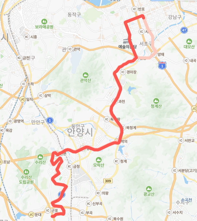과천-군포-서울-6501번-버스-노선-지도