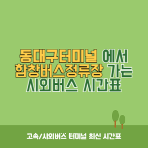 동대구터미널에서 함창버스정류장 가는 시외버스 시간표 최신정보