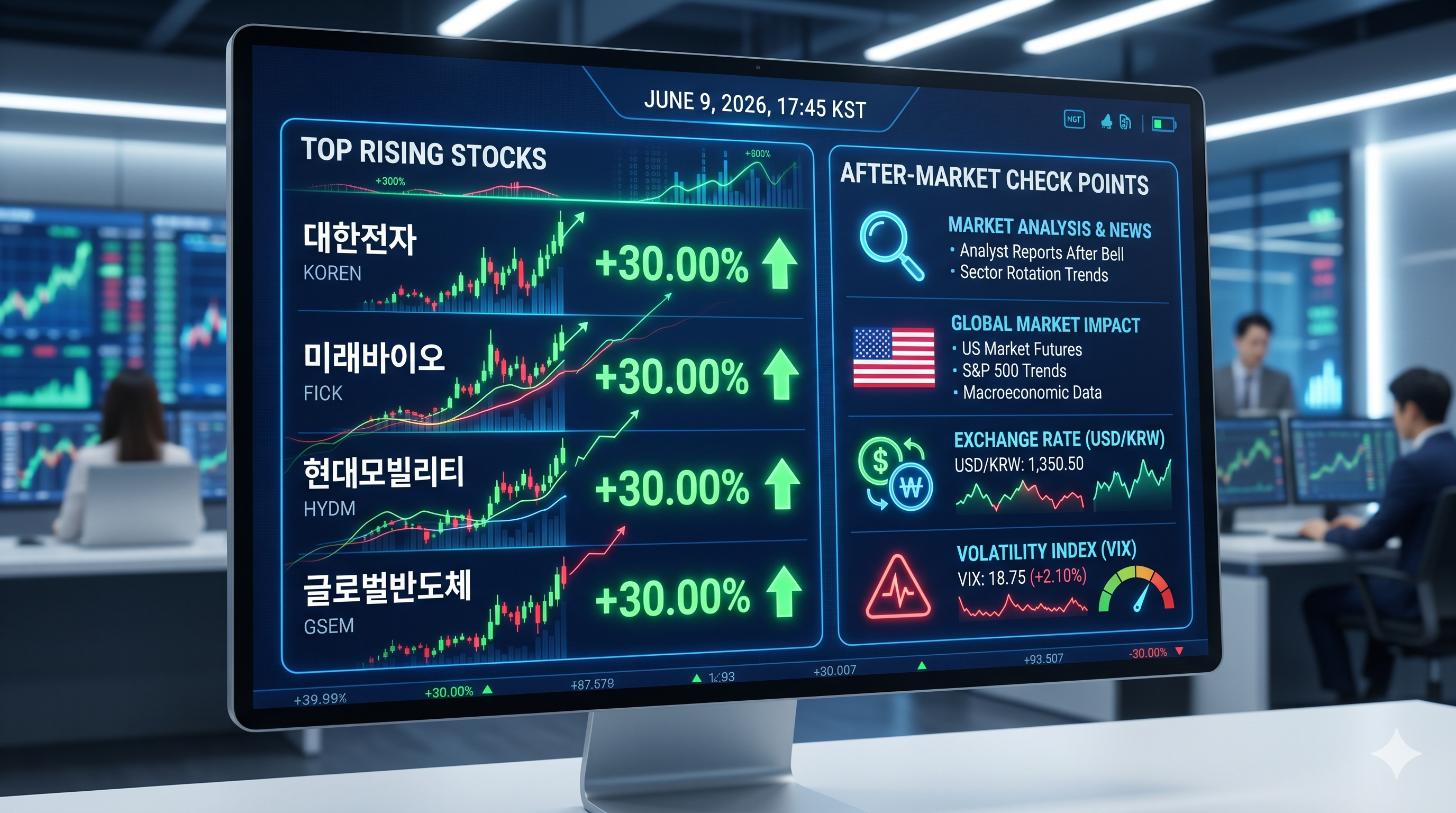 국내 증시 급상승 특징주 Top 4 및 장 마감 후 확인해야 할 글로벌 경제 지표