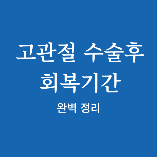 고관절 수술후 회복기간 한눈에 보기