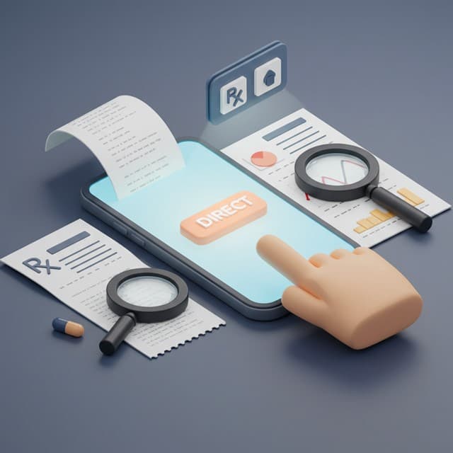 모바일 청구와 비교견적을 상징하는 3D 아이콘 씬