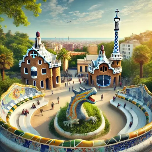 바르셀로나 파르크 구엘의 곡선형 벤치