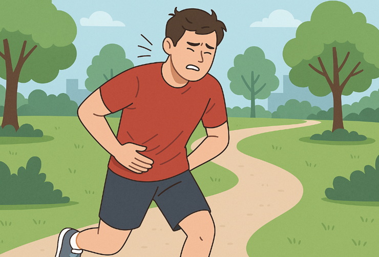 옆구리통증을 느끼는 남자