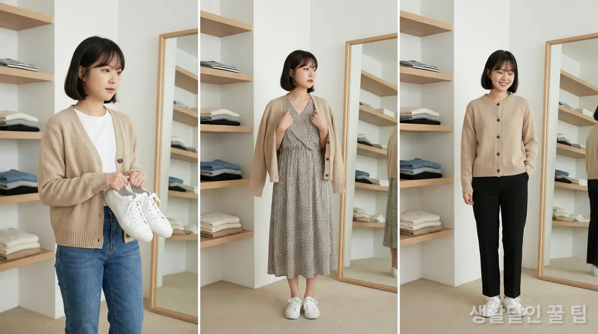 다양한 의상에 근본템 카디건을 쉽게 매치하는 한국인
