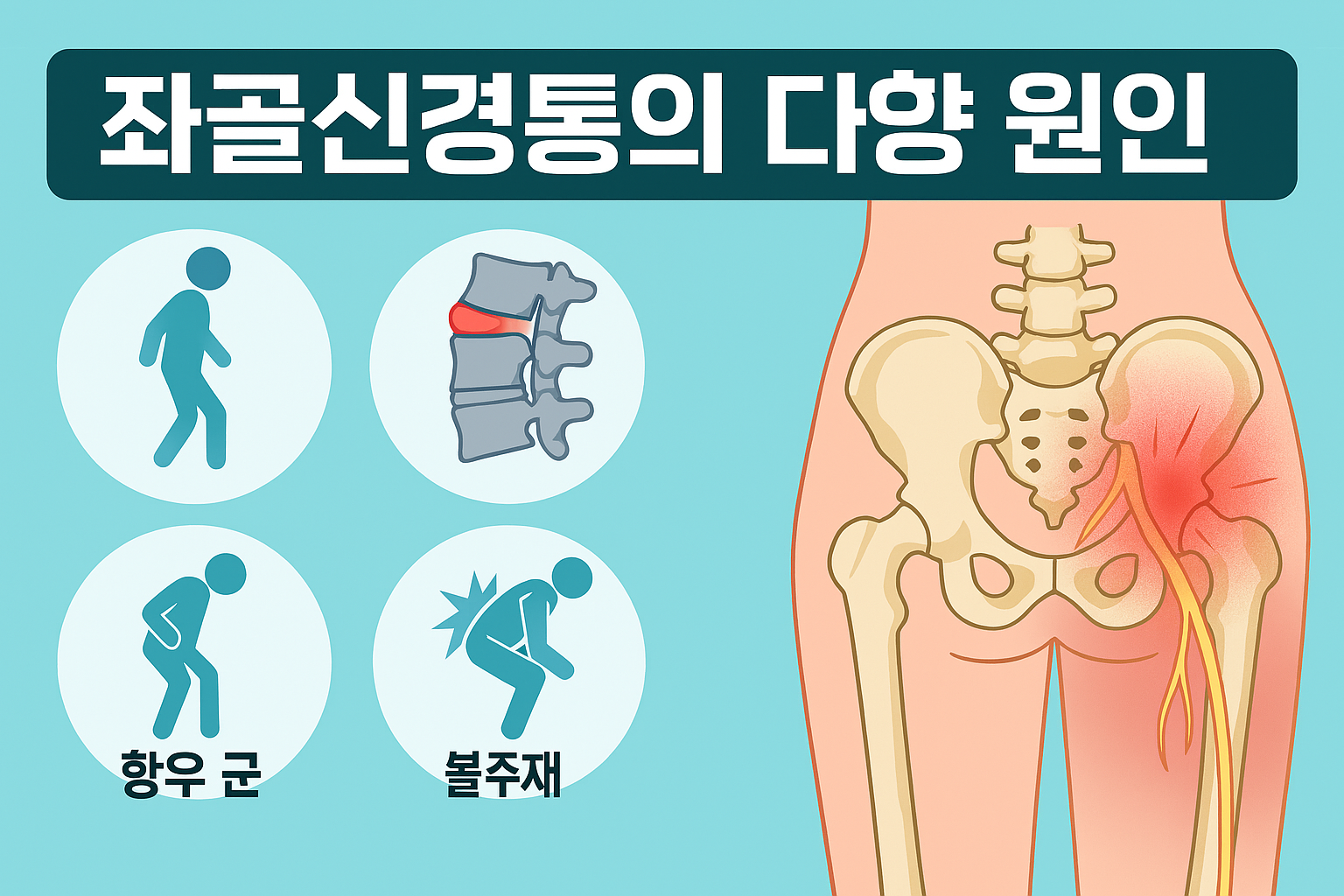 좌골신경통 덩이와 다리가 저릿한 통증 증상, 원인 및 치료 방법