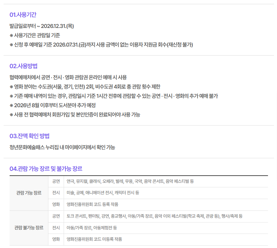 청년문화예술패스 사용방법
