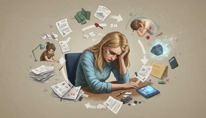 스트레스와 만성피로의 관계를 보여주는 이미지