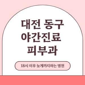 대전 동구 야간진료 늦게까지 하는 피부과 병원 (18시 이후 늦게까지하는 병원)