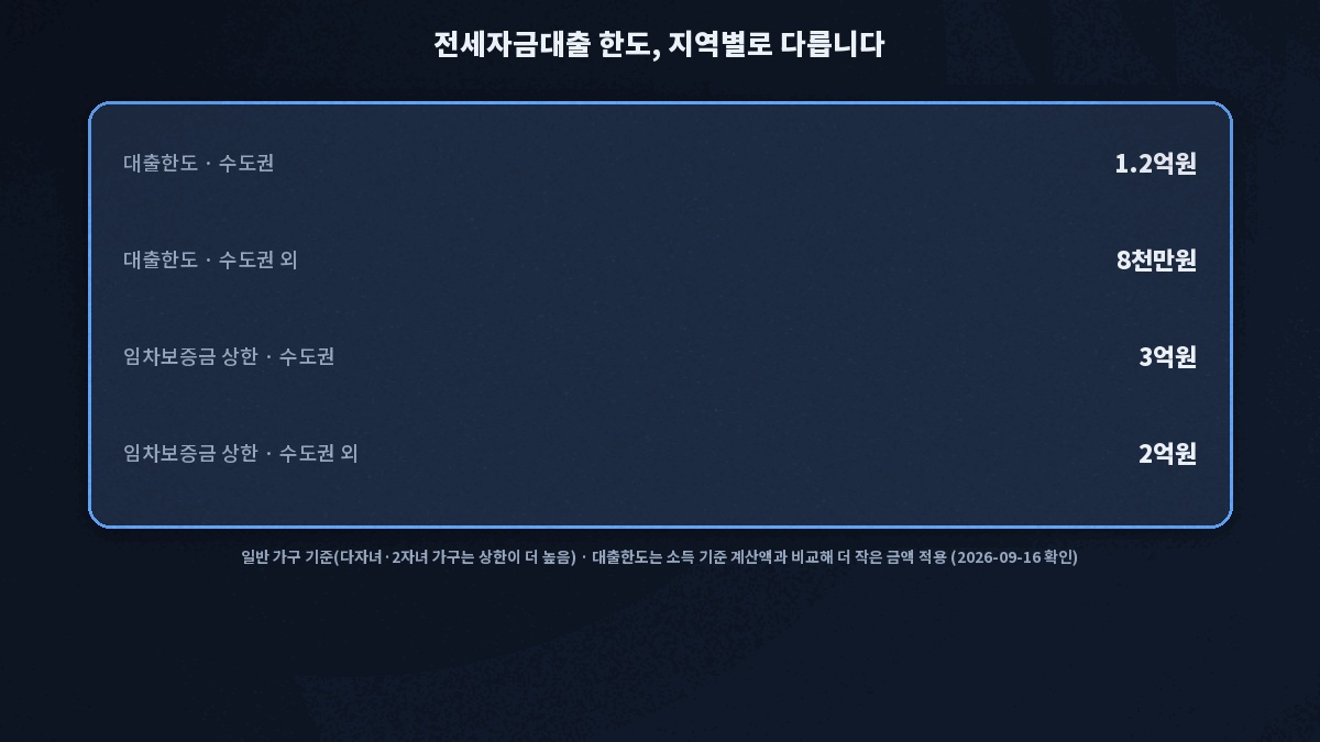 전세자금대출 한도 수도권 1.2억 수도권외 8천만원