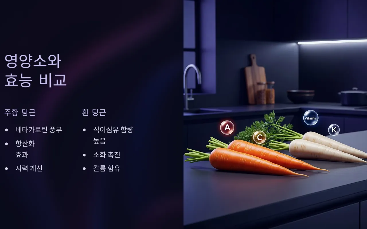 두 당근의 영양소와 효능 비교