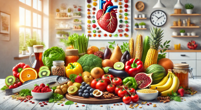 고혈압에 좋은 음식을 그린 그림