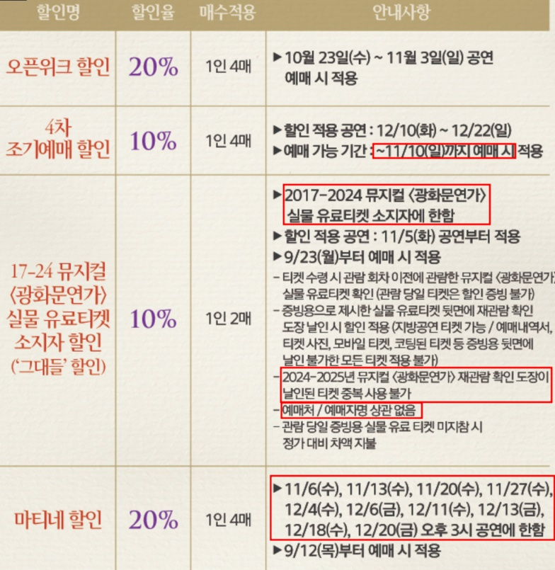 2024 ~ 2025 뮤지컬 광화문 연가 티켓 가격 할인 받고 예매 하기