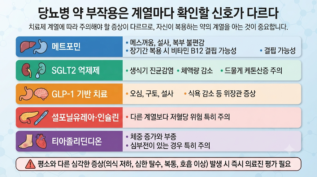 당뇨병 약 부작용은 계열마다 확인할 신호가 다르다