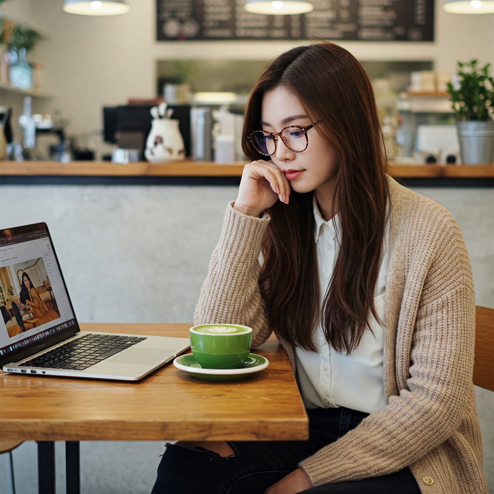 아이디어로 살짝 고민하는 모습