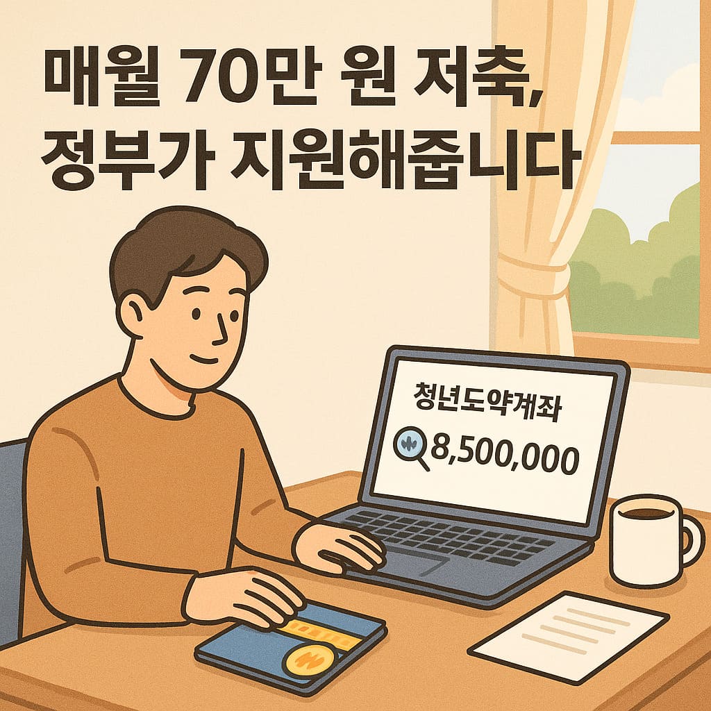 매월 70만 원 납입 시 정부가 지원해주는 모습 이미지