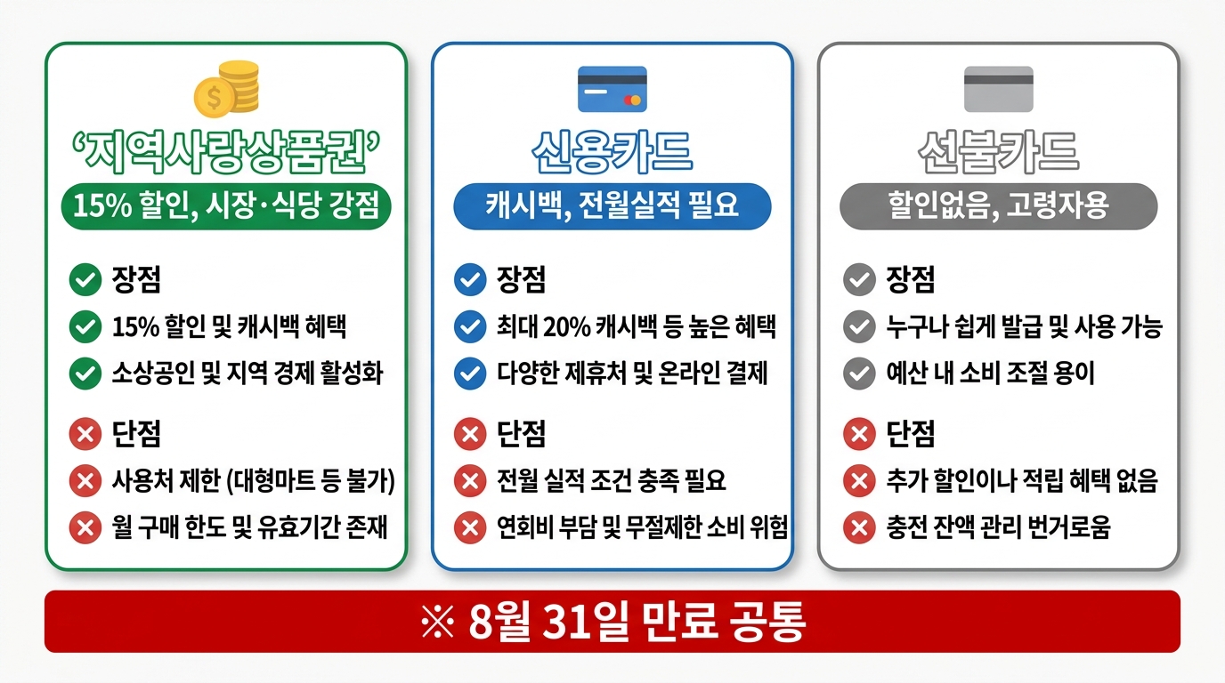 고유가 지원금 3가지 수령 방식 지역사랑상품권 신용카드 선불카드 트레이드오프 매트릭스