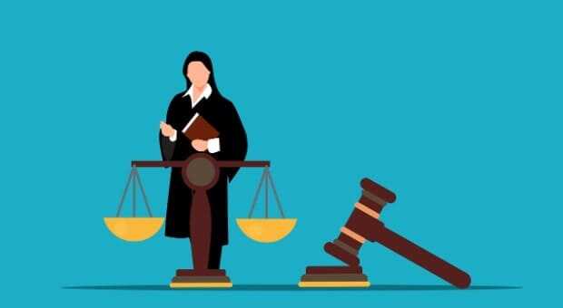 변호사가 변호를 하고있는 일러스트 이미지