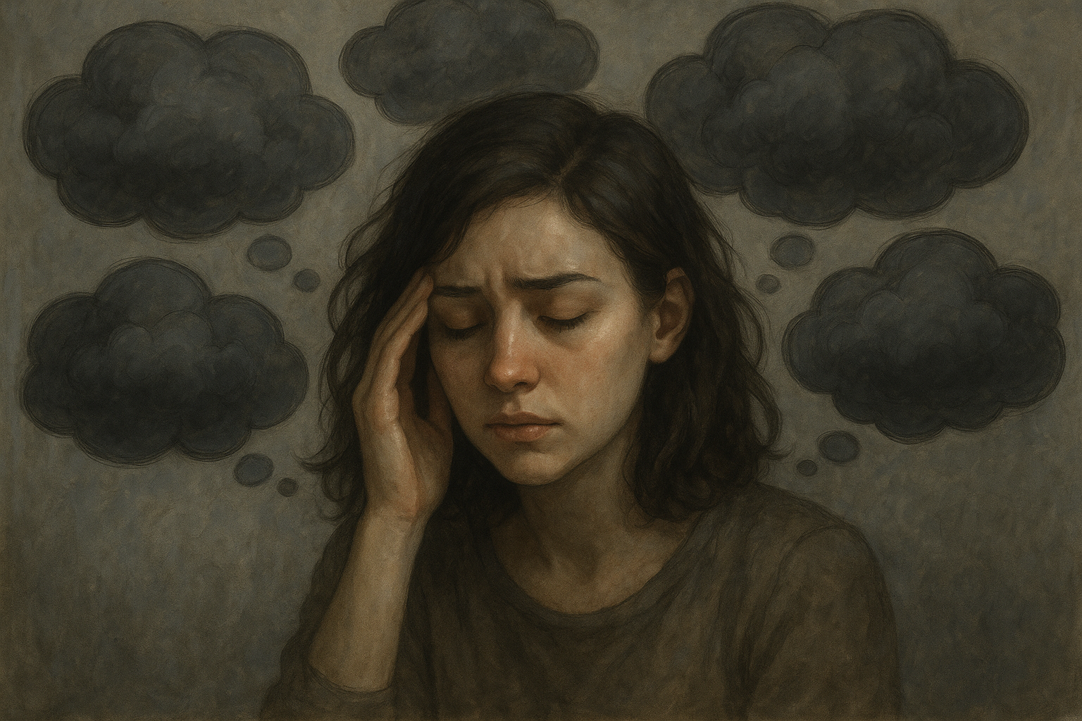 기분부전장애 우울증 관련 여성 일러스트