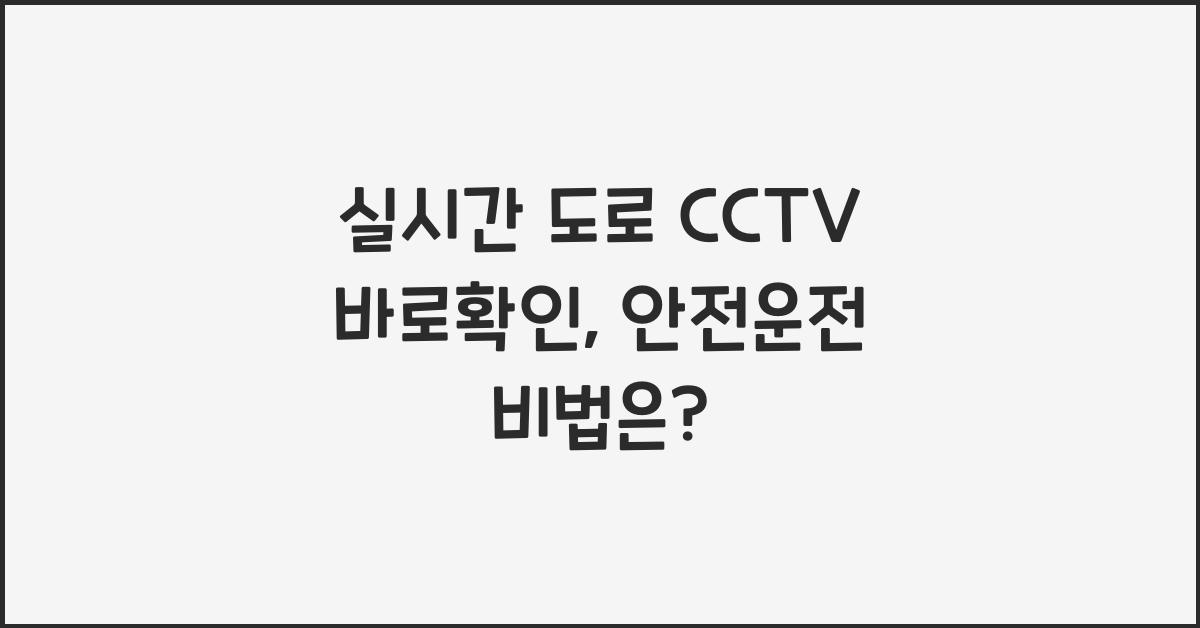 실시간 도로 cctv 바로확인