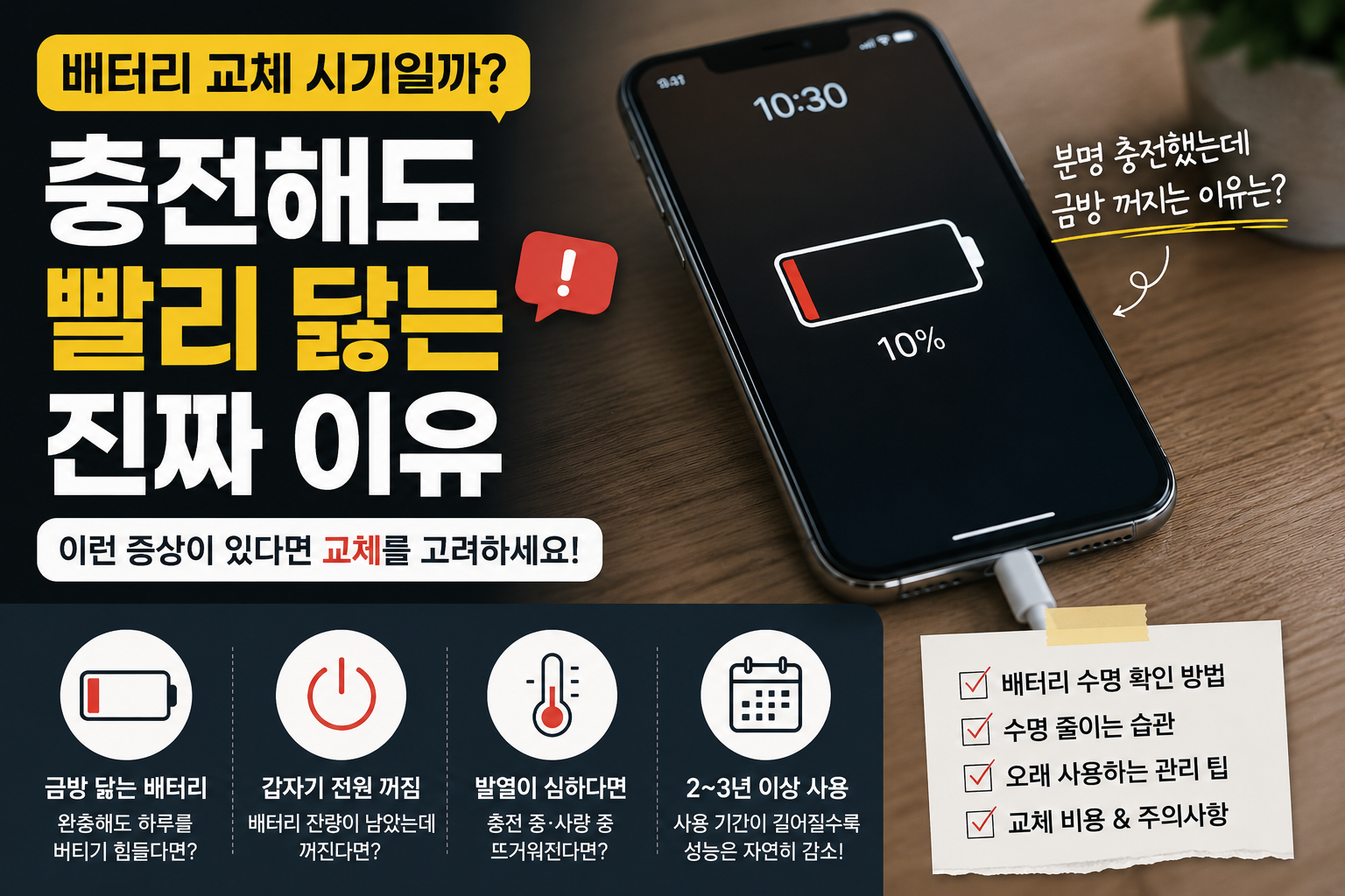 배터리가 일찍닳는 이유 인포그래픽