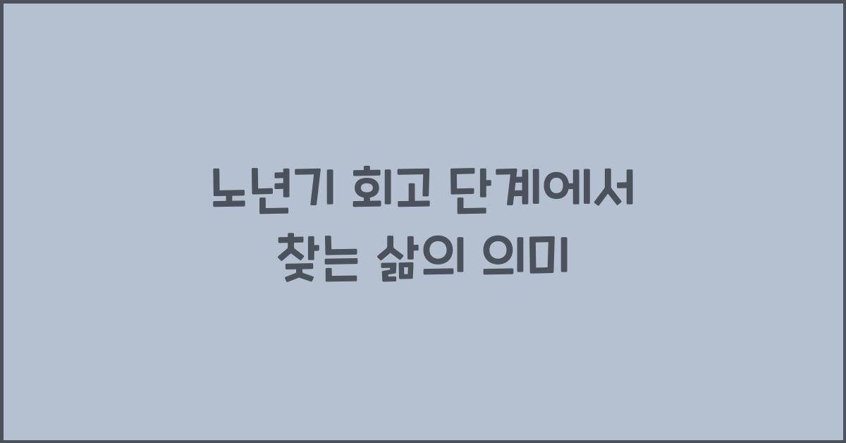 노년기 회고 단계